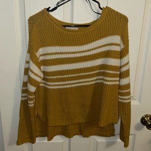 Mustard Yellow Sweater with white Stripes